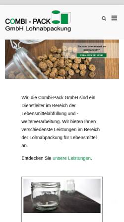 Vorschau der mobilen Webseite combi-pack.de, Combi - Pack GmbH - Lohnabpackungen