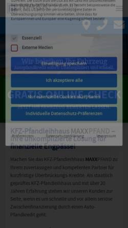 Vorschau der mobilen Webseite www.maxx-auto-pfandleihe.de, MAXX Vertriebs- & Marketing GmbH