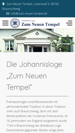 Vorschau der mobilen Webseite www.zum-neuen-tempel.org, Johannisloge Zum neuen Tempel