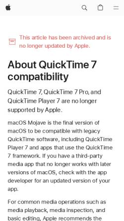Vorschau der mobilen Webseite www.apple.com, Apple QuickTime Streaming Server