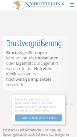 Vorschau der mobilen Webseite nofreteteklinik.de, Nofretete plastisch-ästhetische Klinik GmbH & Co. KG