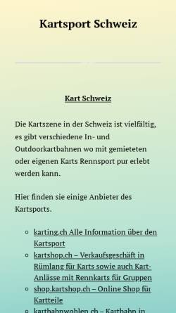 Vorschau der mobilen Webseite www.kartbahn.ch, Indoor Kartbahn Rümlang