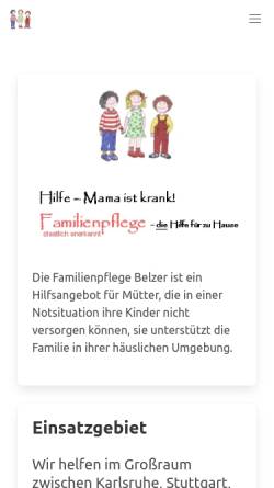 Vorschau der mobilen Webseite www.familienpflege-belzer.de, Familienpflege Belzer