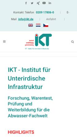 Vorschau der mobilen Webseite www.ikt.de, IKT Institut für unterirdische Infrastruktur