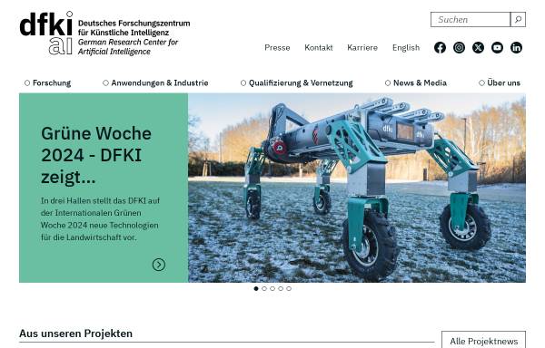 Vorschau von www.dfki.de, Deutsches Forschungszentrum für Künstliche Intelligenz (DFKI)