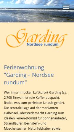 Vorschau der mobilen Webseite garding-nordseerundum.de, Garding - Nordsee rundum