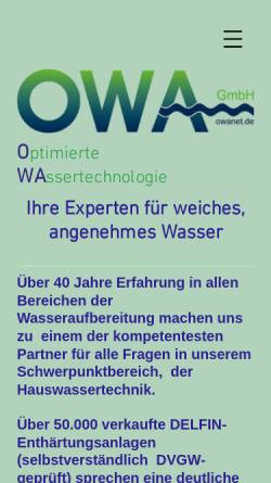 Vorschau der mobilen Webseite www.owanet.de, OWA GmbH