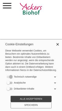 Vorschau der mobilen Webseite ackers-biohof.de, Ackers Biohof, Familie Mütze