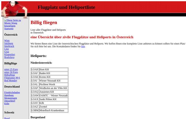 Vorschau von www.flug-billig.at, Liste der zivilen Flugplätze und Heliports in Österreich