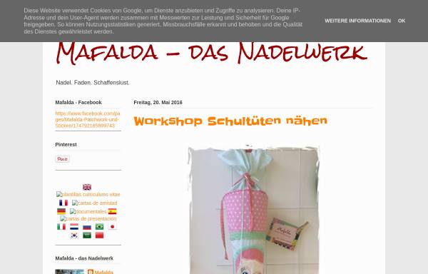 Vorschau von mafaldadesnadelswerk.blogspot.com, Mafalda - des Nadels Werk