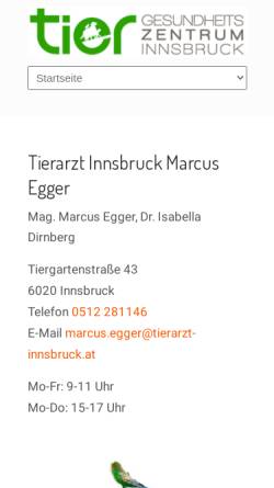 Vorschau der mobilen Webseite www.tierarzt-innsbruck.at, Tier Gesundheitszentrum
