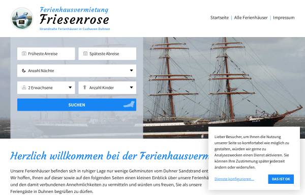 Vorschau von www.fehav-friesenrose.de, Ferienhäuser in Duhnen Cuxhaven