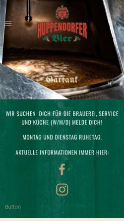 Vorschau der mobilen Webseite huppendorfer-bier.de, Brauerei Gasthof Grasser