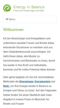 Vorschau der mobilen Webseite energy-in-balance.eu, Mag. Anita Glanznig Begleitende Kinesiologin DGAK