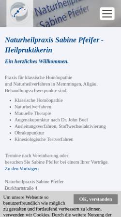 Vorschau der mobilen Webseite www.naturheilpraxis-pfeifer.de, Naturheilpraxis Sabine Pfeifer