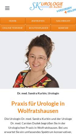 Vorschau der mobilen Webseite www.urologie-wor.de, Dr. med Sandra Kurbin