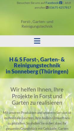 Vorschau der mobilen Webseite www.forst-garten-sonneberg.de, H&S Forst-, Garten- und Reinigungstechnik