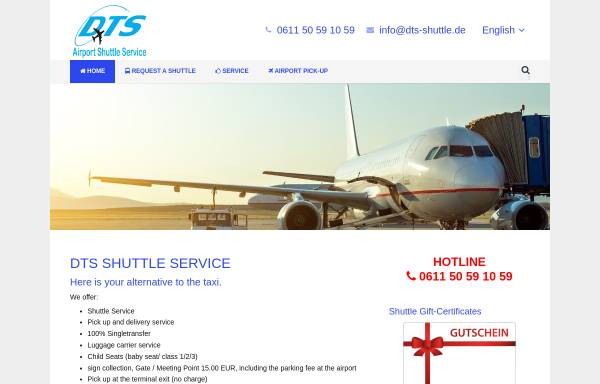 Vorschau von www.dts-shuttle.de, DTS - Flughafen- und Messefahrten