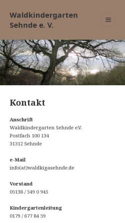 Vorschau der mobilen Webseite waldkigasehnde.de, Waldkindergarten Sehnde e.V.