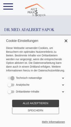 Vorschau der mobilen Webseite www.dr-sapok.de, Sapok, Dr. med. Adalbert