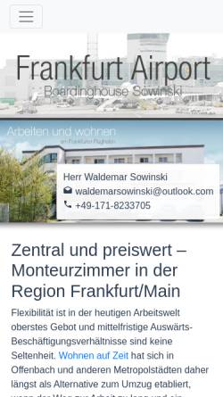 Vorschau der mobilen Webseite frankfurtboardinghouse.de, Boardinghouse Sowinski