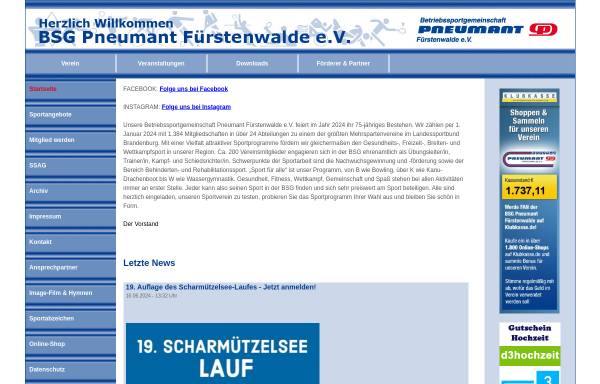 Vorschau von www.pneumantsport.de, BSG Pneumant Fürstenwalde e.V.