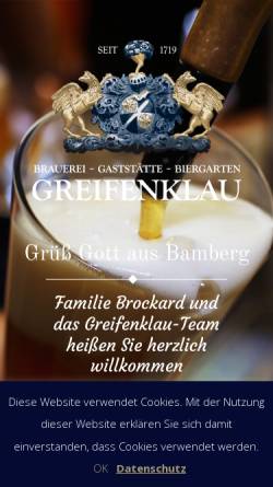 Vorschau der mobilen Webseite www.greifenklau.de, Privater Brauereigasthof Greifenklau