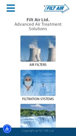 Vorschau der mobilen Webseite www.filt-air.com, Filt Air Ltd.