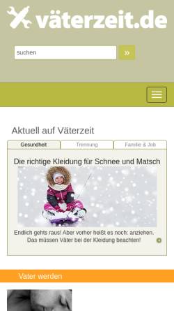 Vorschau der mobilen Webseite www.vaeter-zeit.de, Väterzeit - was Väter wissen wollen