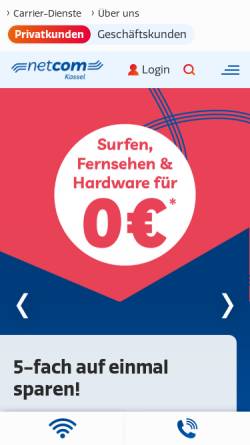 Vorschau der mobilen Webseite netcom-kassel.de, Netcom Kassel, Gesellschaft für Telekommunikation mbH