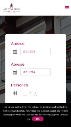 Vorschau der mobilen Webseite www.alt-warburg.de, Hotel-Restaurant Alt-Warburg