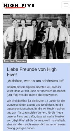 Vorschau der mobilen Webseite www.high-five.at, High Five