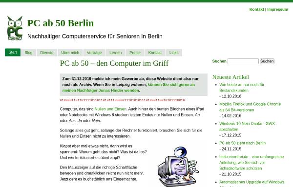 Vorschau von www.pc-ab-50.de, PC ab 50 - Nachhaltiger Computerservice für Senioren in Leipzig