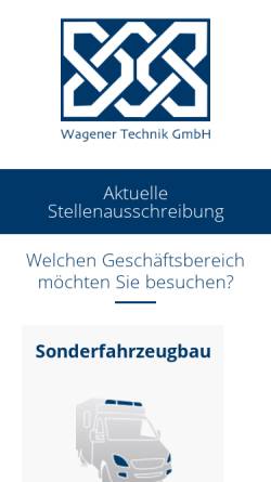Vorschau der mobilen Webseite wagener-technik.de, Wagener Technik GmbH, Bosch Service