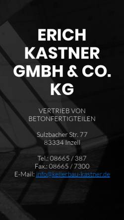 Vorschau der mobilen Webseite www.kellerbau-kastner.de, Betonwerk Kastner