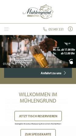 Vorschau der mobilen Webseite www.muehlengrund-wienhausen.de, Braugasthaus Mühlengrund
