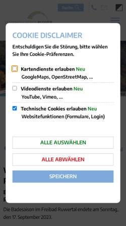 Vorschau der mobilen Webseite www.freibad-ruwertal.de, Freibad Ruwertal