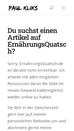 Vorschau der mobilen Webseite www.ernaehrungsquatsch.de, ErnaehrungsQuatsch.de by Paul Kliks