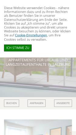 Vorschau der mobilen Webseite www.apartments-salzburg.at, Apartments Salzburg
