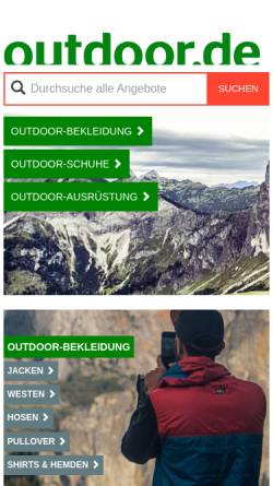 Vorschau der mobilen Webseite outdoor.de, Outdoor.de