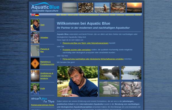 Vorschau von www.aquatic-blue.com, Aquatic Blue - Sustainable Aquaculture, Albert Altena