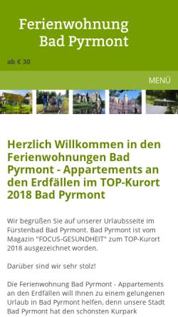 Vorschau der mobilen Webseite www.ferienwohnung-bad-pyrmont.net, Ferienwohnung Familie Richter