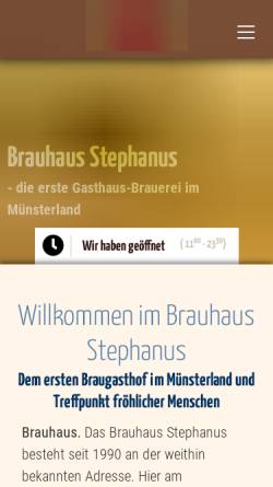 Vorschau der mobilen Webseite www.brauhaus-stephanus.de, Brauhaus Stephanus oHG