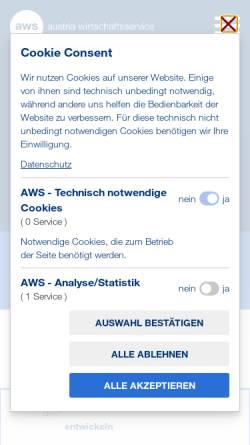 Vorschau der mobilen Webseite www.awsg.at, AWS Austria Wirtschaftsservice GmbH