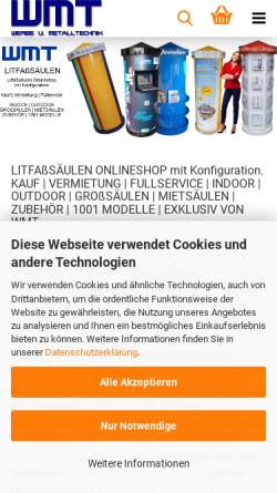 Vorschau der mobilen Webseite www.wmt-center.de, Litfasssäulen - Werbe- und Metalltechnik