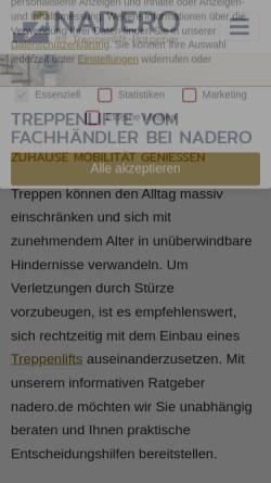 Vorschau der mobilen Webseite www.nadero.de, Nadero.de - Ratgeber für Treppenlifte by Thoxan GmbH
