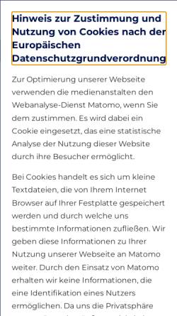 Vorschau der mobilen Webseite www.die-medienanstalten.de, Die medienanstalten