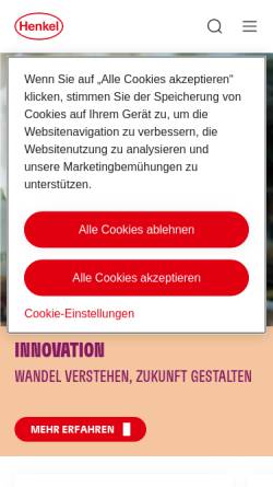 Vorschau der mobilen Webseite www.henkel.de, Schwarzkopf Professional, Henkel AG & Co. KGaA