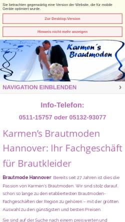 Vorschau der mobilen Webseite www.brautfee.de, Karmen´s Brautmoden