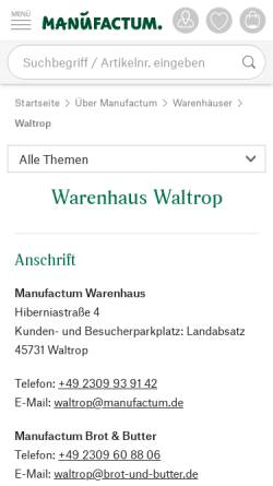 Vorschau der mobilen Webseite www.manufactum.de, Startseite - Manufactum